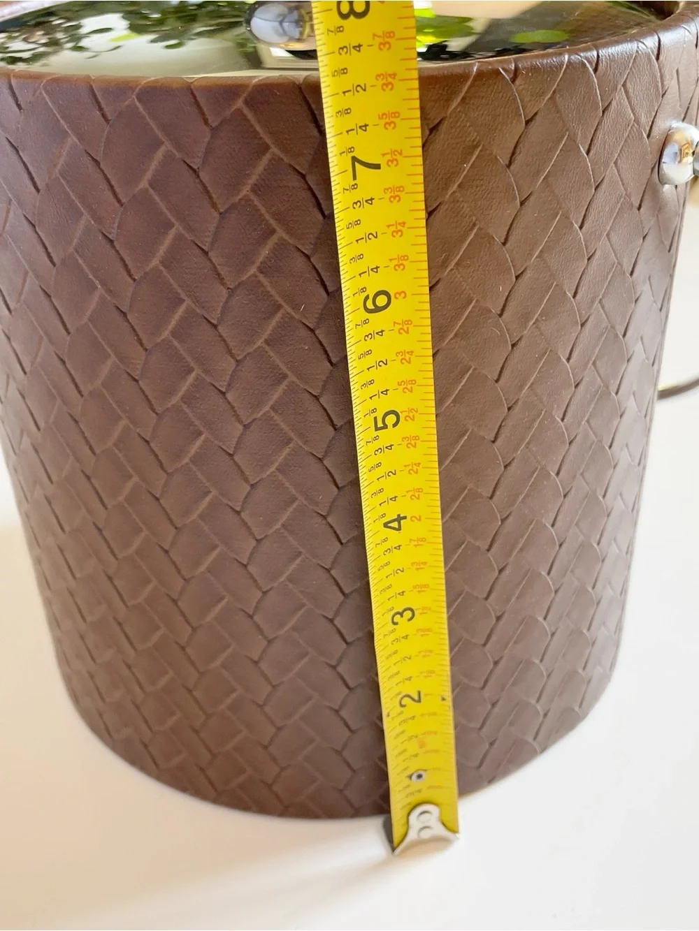 Vintage MCM Kraftsware Brown Braided Leather Ice Bucket | Made in USA